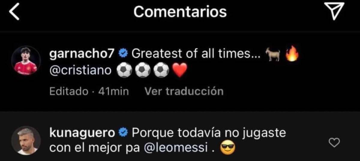 El dardo de Kun Agüero a Alejandro Garnacho luego del regalo de Cristiano Ronaldo: “No jugaste con el mejor, Leo Messi”