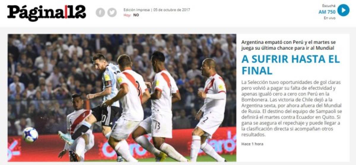 IMPERDIBLES: Las duras portadas a la Selección Argentina tras el empate ante Perú