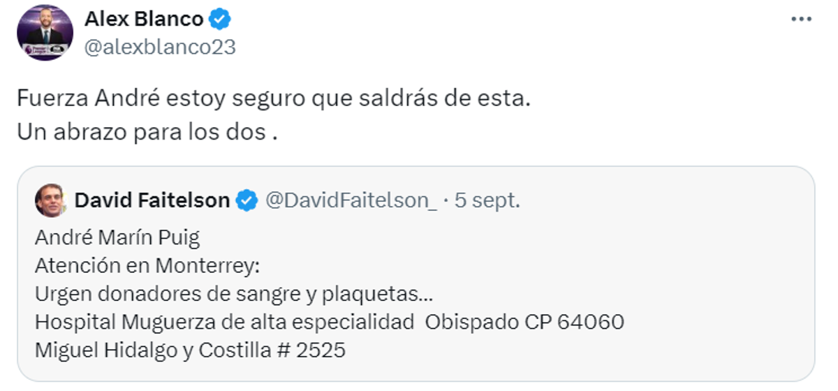 Faitelson revela lo que ocurrió con André Marín: fue sometido a un transplante de pulmones y su estado de salud