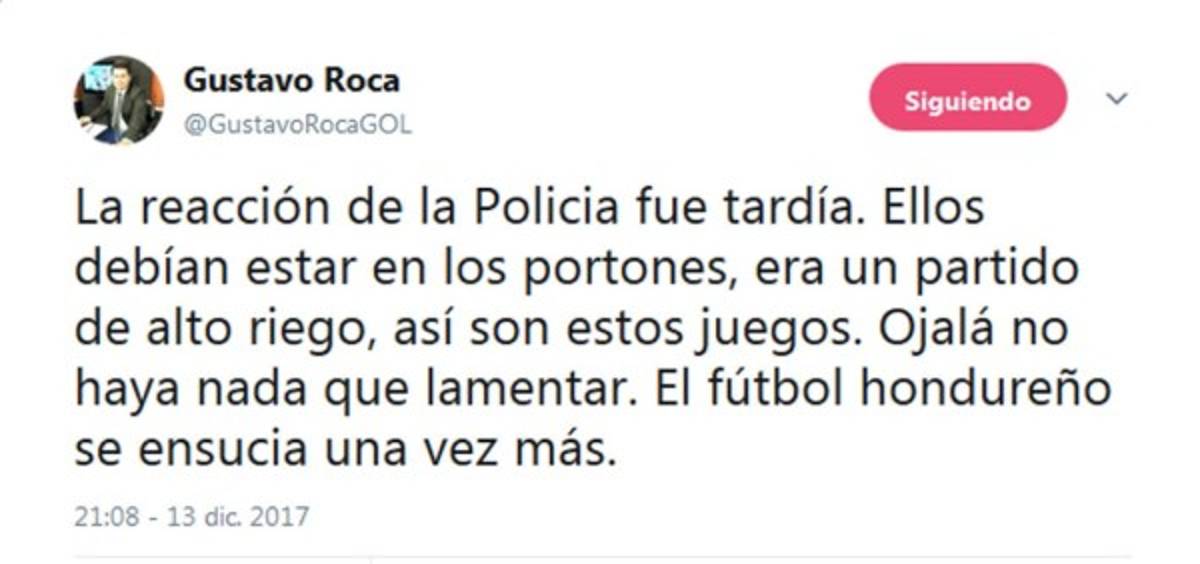 Periodistas y gente del deporte, lanzan duras críticas tras el suceso del Morazán