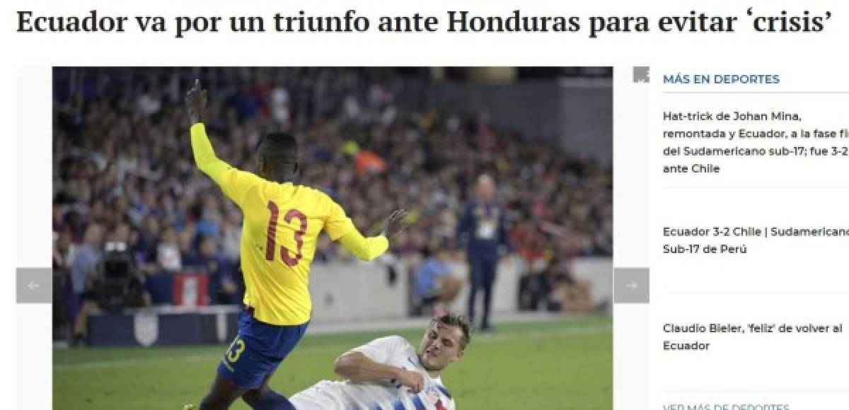 Lo que dice la prensa de Ecuador sobre el duelo ante Honduras en el debut de Fabián Coito