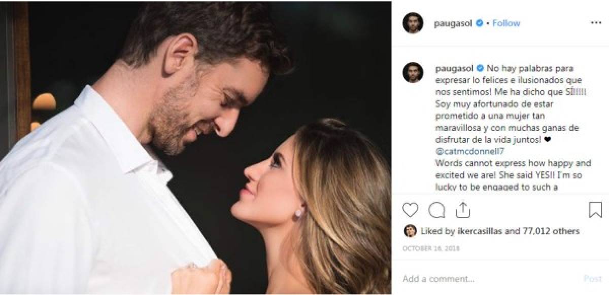 La boda íntima y secreta de Pau Gasol con la hermosa periodista Catherine McDonnell