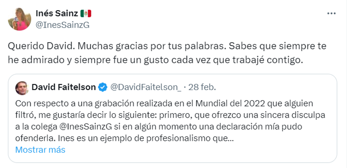 Inés Sainz responde directamente a Faitelson, José Ramón, Luis García y Martinoli tras filtrarse polémico video