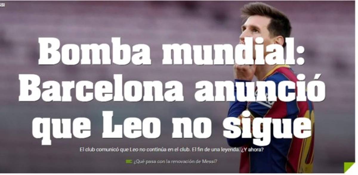 ¡Estalló un verdadero bombazo! Reacción de la prensa mundial ante la marcha de Messi del Barcelona