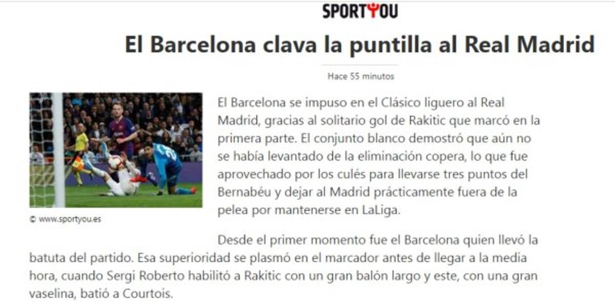 Prensa mundial: 'Barcelona, el nuevo papá del Real Madrid'