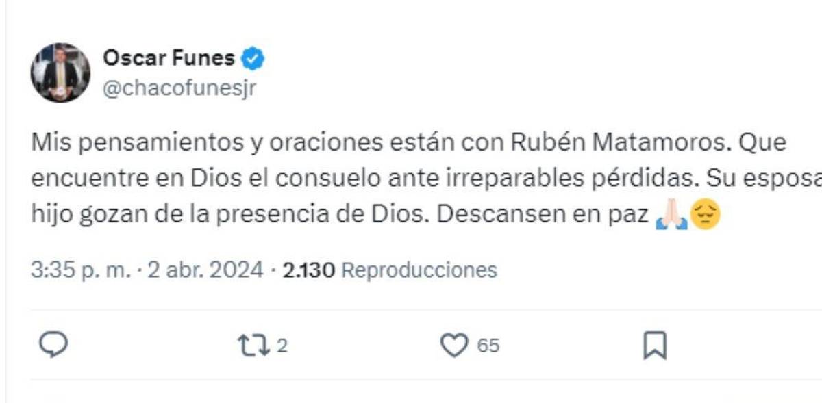 Ruben Matamoros recibe apoyo y solidaridad de la prensa hondureña y club de fútbol tras la muerte de su hijo menor