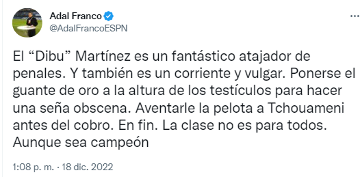 “Tu vulgaridad atenta contra la afición, la FIFA debería quitarte el premio”: explotan críticas contra Dibu Martínez por obscenso gesto