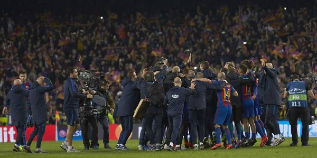 La celebración del Barcelona y los rostros de amargura del PSG