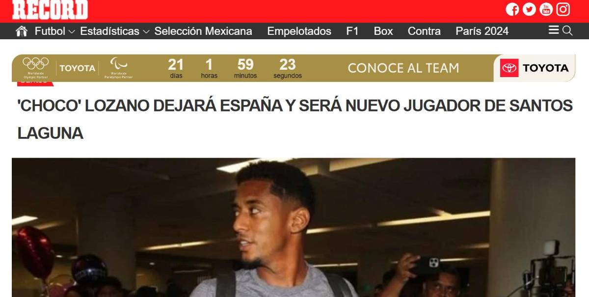Prensa de México revela fecha de aterrizaje del Choco Lozano tras fichar por Santos: “Es un delantero de trayectoria”