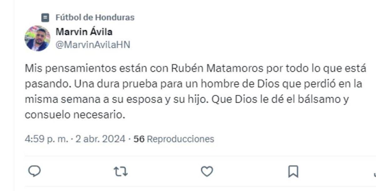 Ruben Matamoros recibe apoyo y solidaridad de la prensa hondureña y club de fútbol tras la muerte de su hijo menor