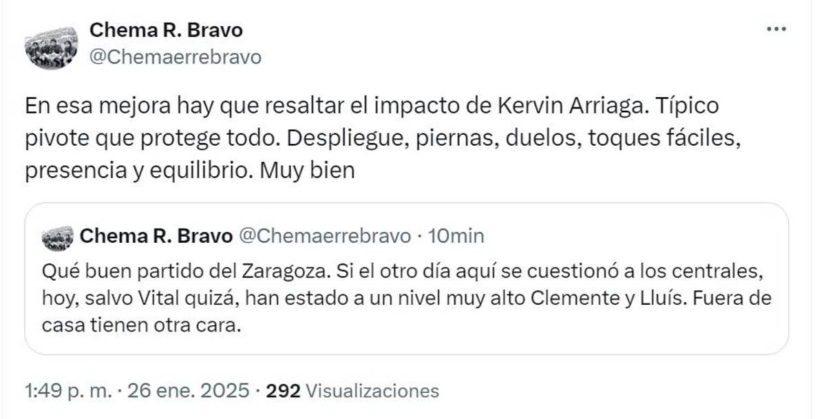 “Estoy enamorado del fichaje de Kervin Arriaga”: aficionados del Zaragoza y periodistas llenan de elogios al hondureño tras victoria contra Málaga