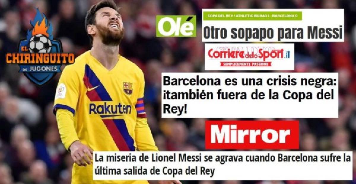 Barcelona-Real Madrid, las portadas tras la eliminación de Copa del Rey: 'Baño y otro sopapo para Messi'