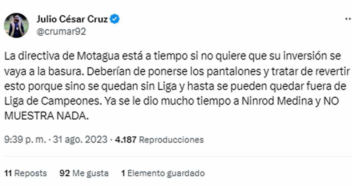 “Penoso”, “mediocre” e “inversión a la basura”: las duras críticas que recibe Motagua tras la paliza y lo que piden a Ninrod Medina
