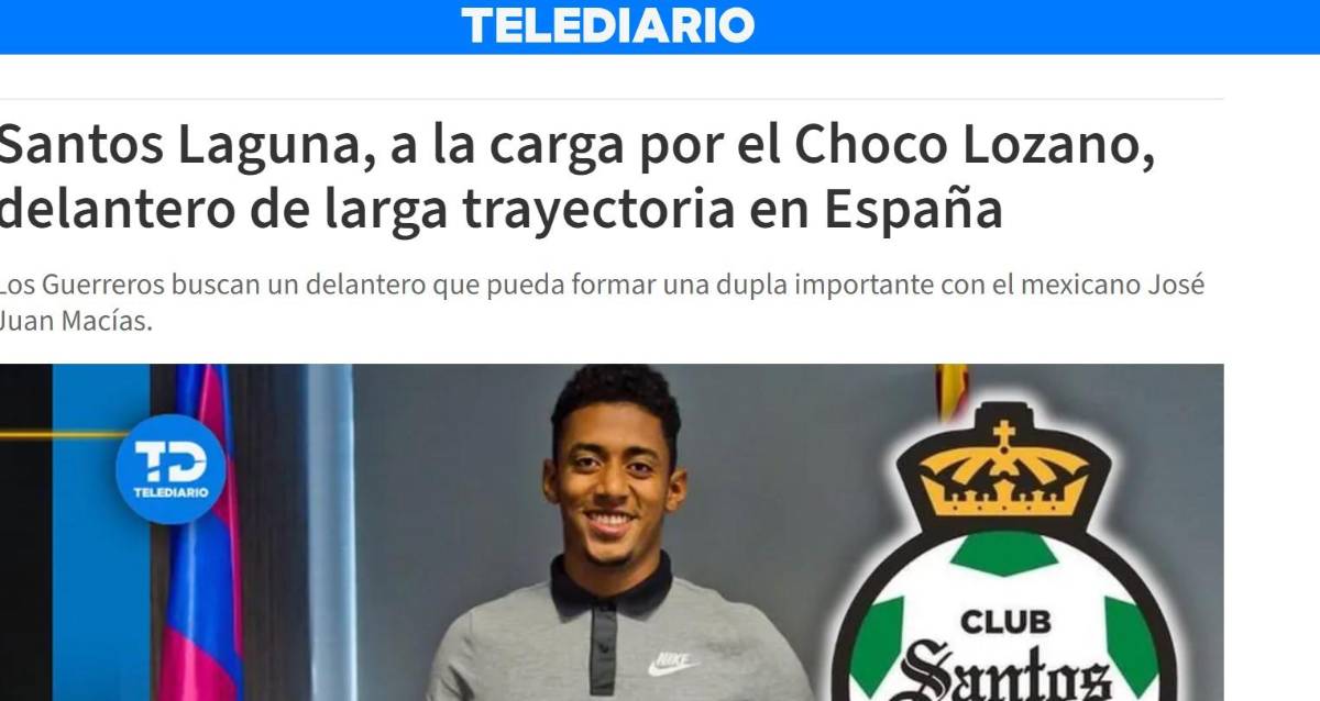 Prensa de México revela fecha de aterrizaje del Choco Lozano tras fichar por Santos: “Es un delantero de trayectoria”