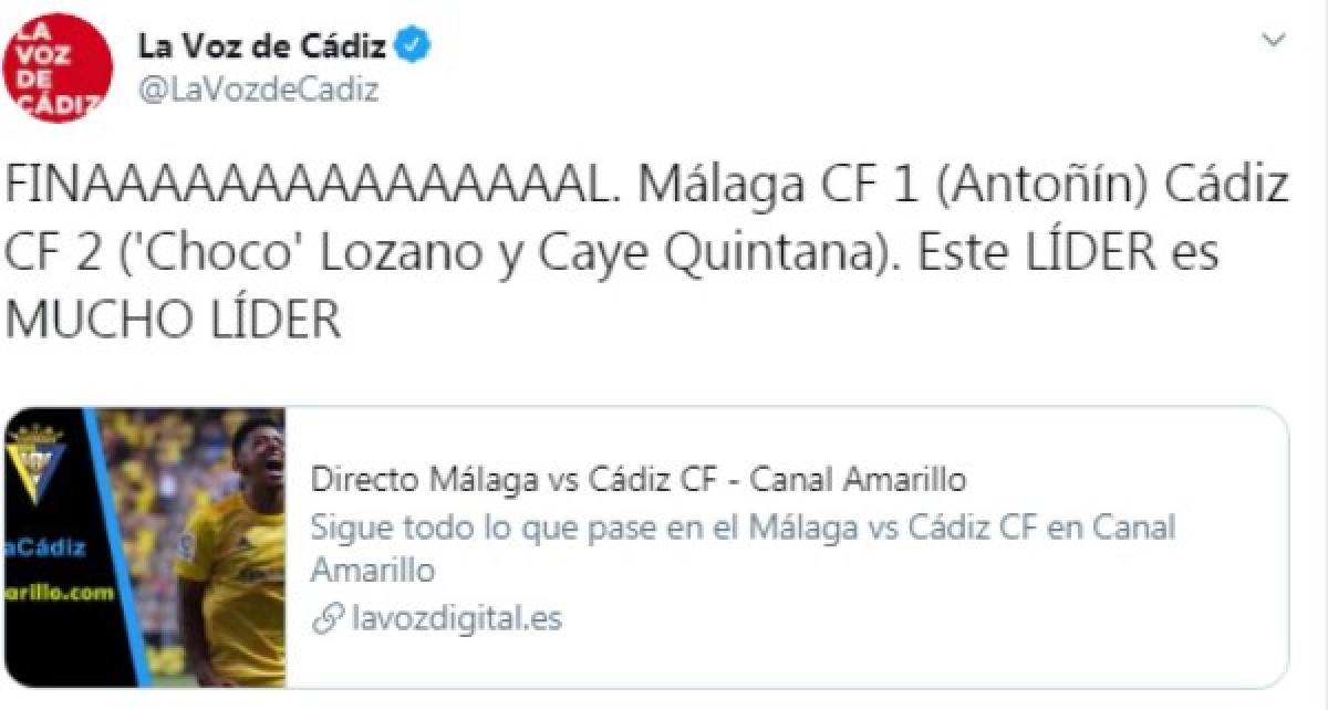 Lo que dice la prensa internacional del Cádiz y el Choco Lozano tras su cuarto gol consecutivo: 'Imparables'