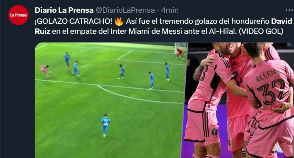 “Lo celebró con Messi”: Prensa internacional se rinde tras el golazo de David Ruiz con Inter Miami ante Al Hilal