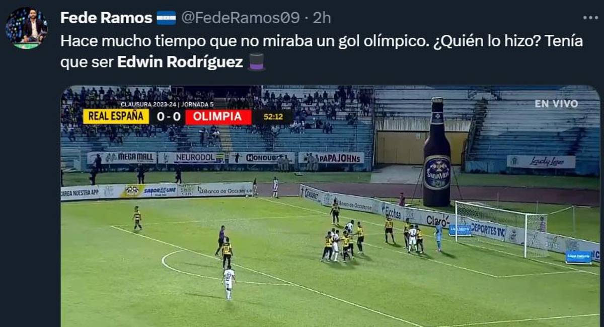 “Descomunal”, “Memorable”: Prensa de Honduras e internacional se rinde ante golazo olímpico de Edwin Rodríguez