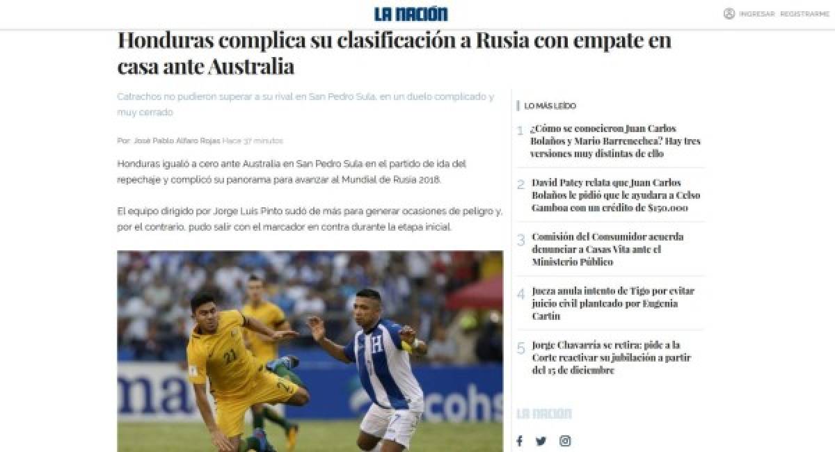 Prensa internacional habla de 'tumba' y 'campo horrendo' sobre el Honduras-Australia