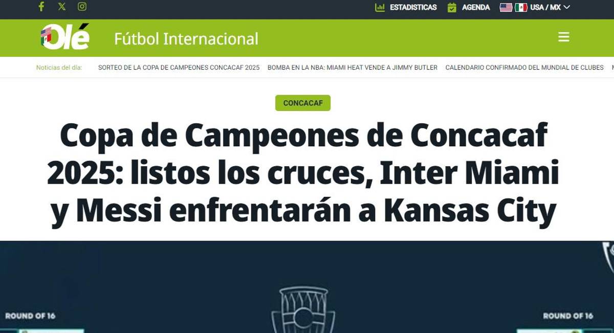 Lo que dice la prensa internacional sobre los cruces de la Copa de Campeones de Concacaf y del rival del Inter Miami de Messi