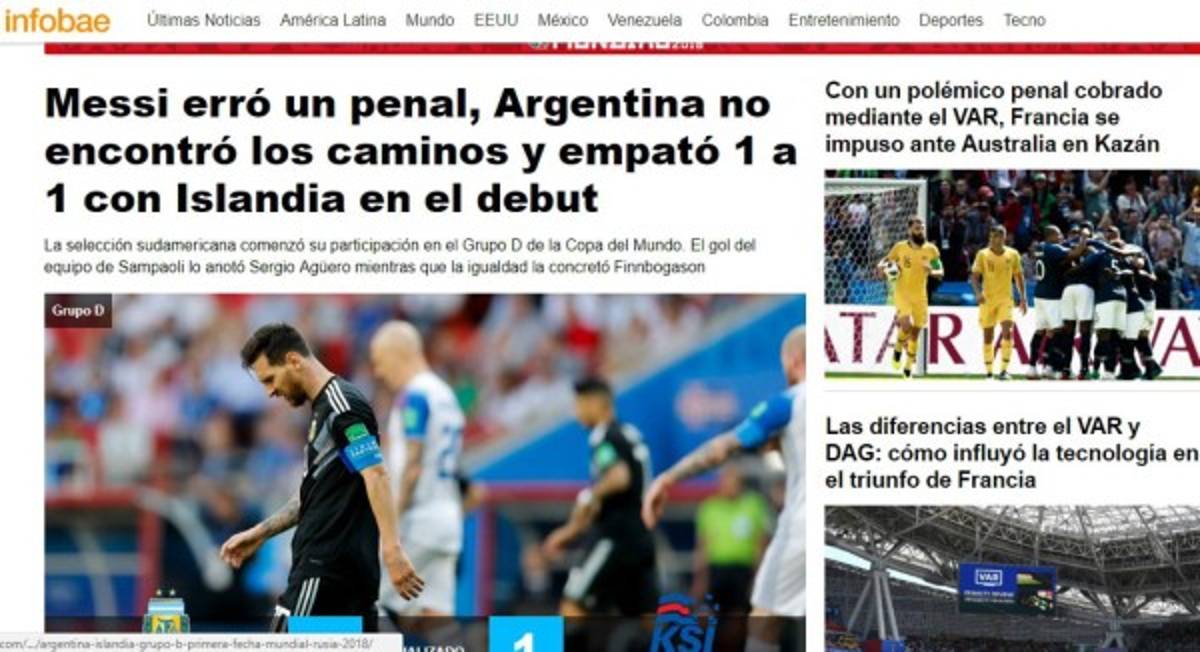 Prensa mundial: Messi el señalado por empate de Argentina ante Islandia