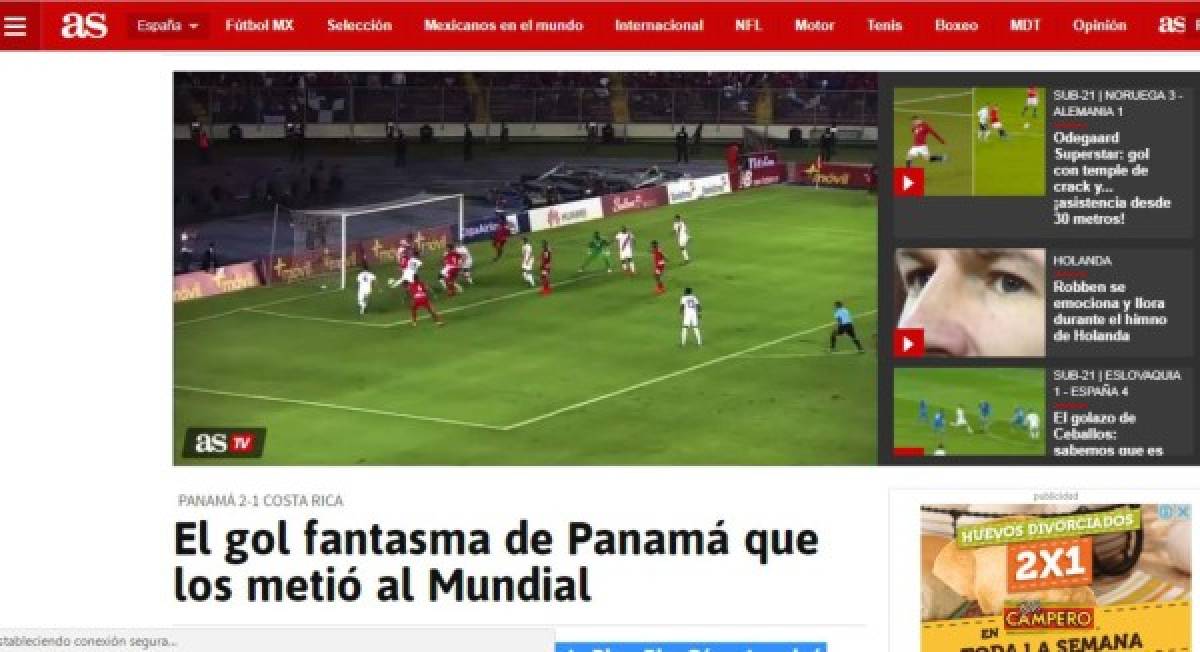 Escándalo mundial por gol fantasma: Así cuentan en el mundo gol de Panamá a Costa Rica