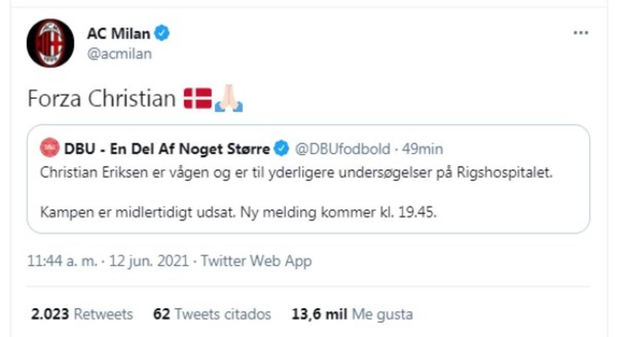 Los mensajes luego de que Eriksen cayera fulminado en pleno partido de la Euro: ¡No, por Dios!