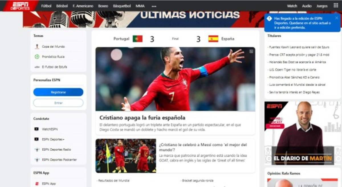 Prensa mundial se rinde a Cristiano Ronaldo tras maravilloso debut en Rusia 2018