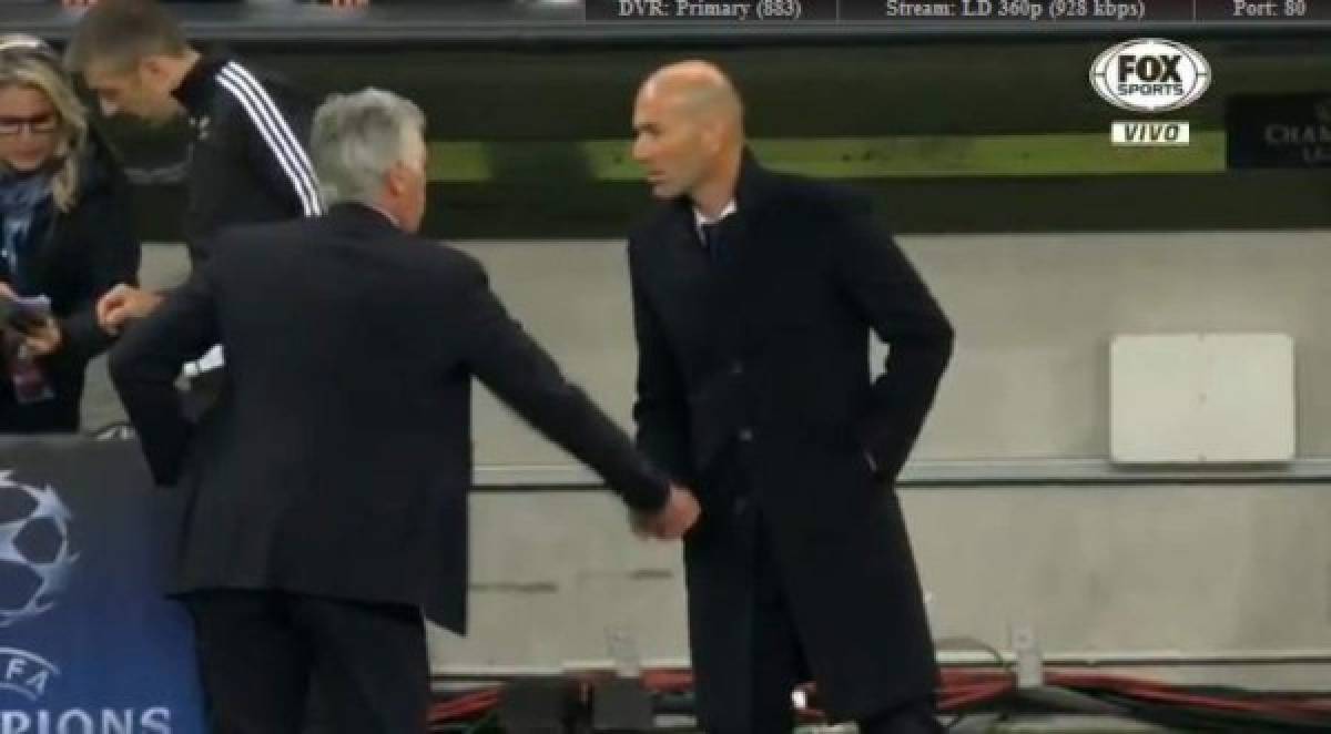 Las imágenes que no se vieron por TV: El frío saludo de Zidane y Ancelotti al final