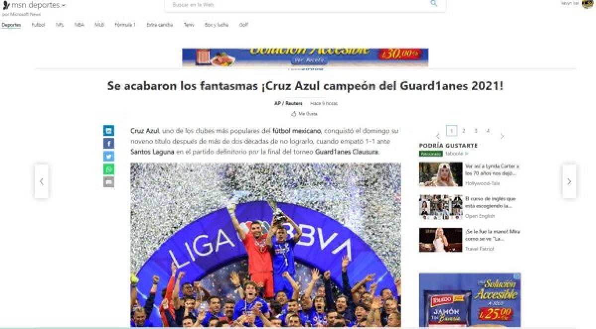 'Acabó el embrujo y AMLO se rinde': Prensa mundial tras el noveno título de Cruz Azul en la Liga MX