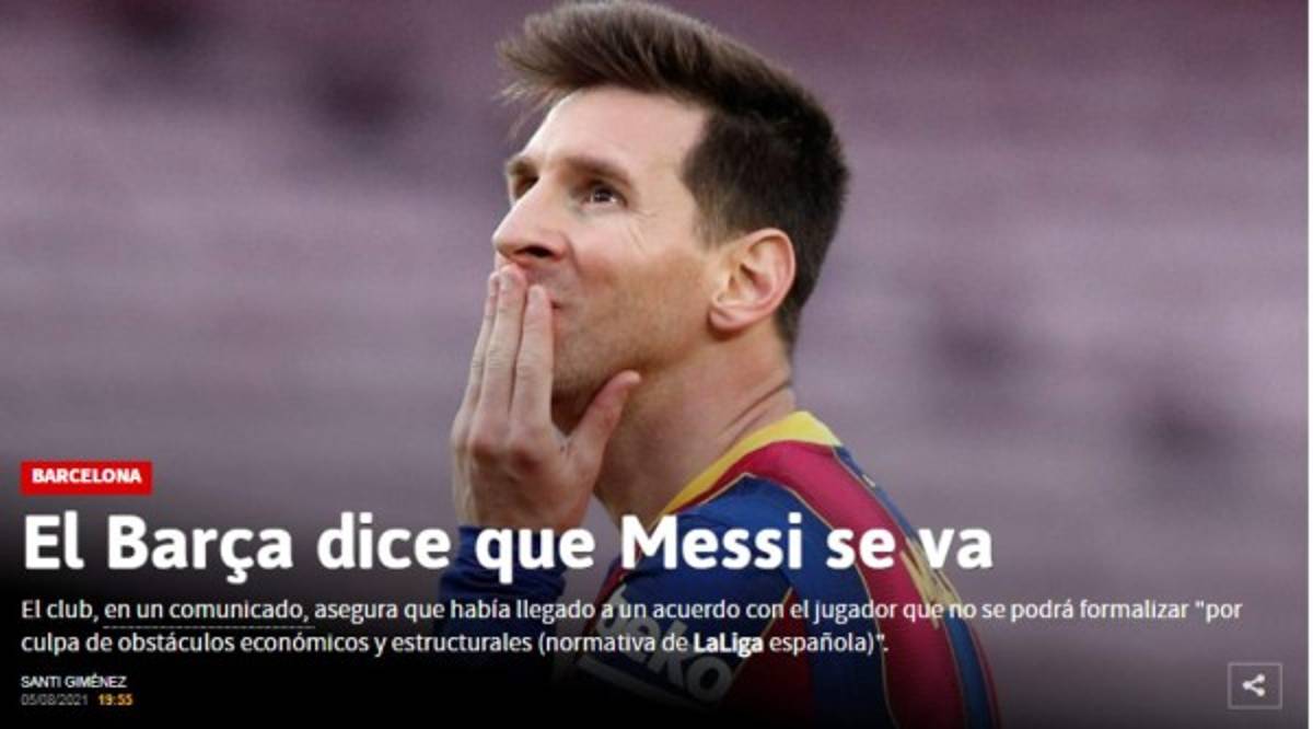 ¡Estalló un verdadero bombazo! Reacción de la prensa mundial ante la marcha de Messi del Barcelona