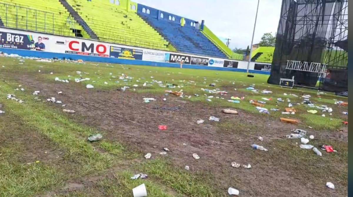 ¡Un chiquero! Destruyen cancha del Estadio Brevé Vargas tras concierto en Juticalpa: deplorables condiciones
