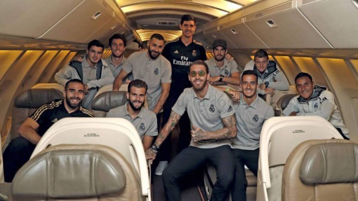 La selfie de Florentino, el abrazo de Hazard y el gesto de Sergio Ramos: Así viajó el Real Madrid a Houston