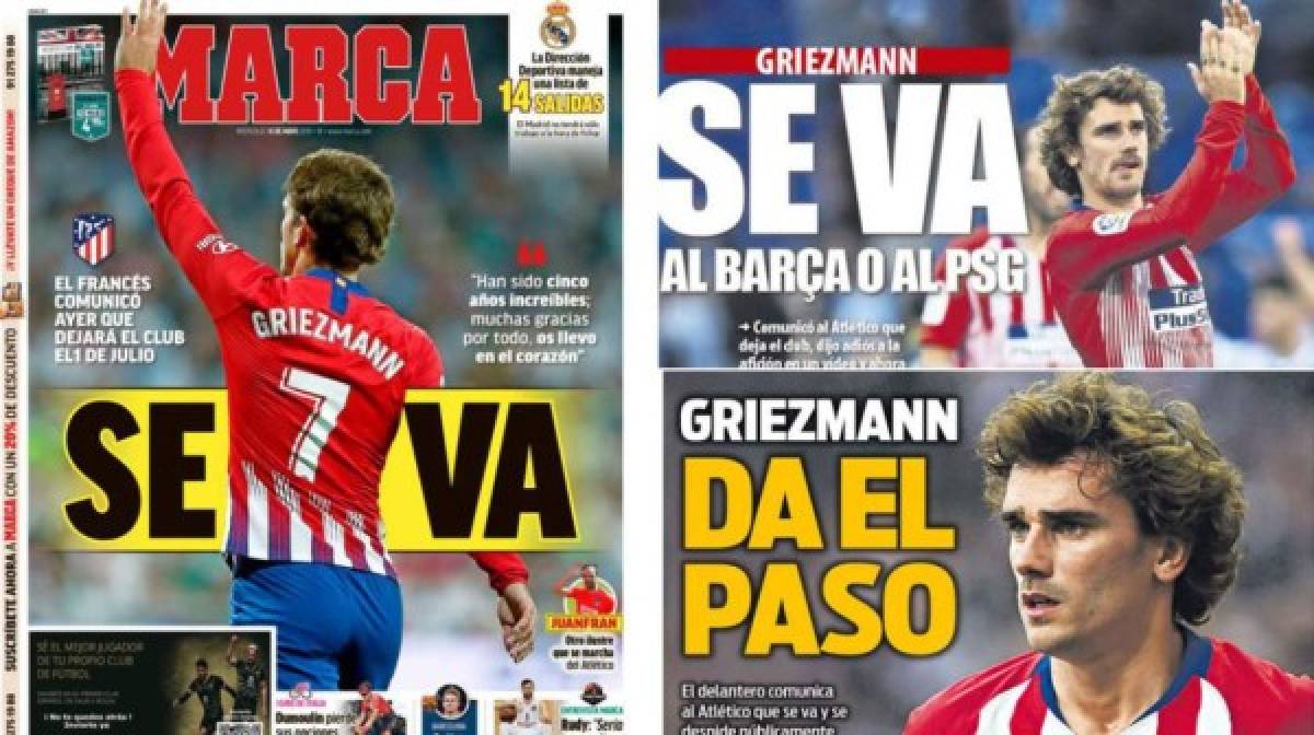 Griezmann se roba las portadas tras anunciar su salida del Atlético de Madrid