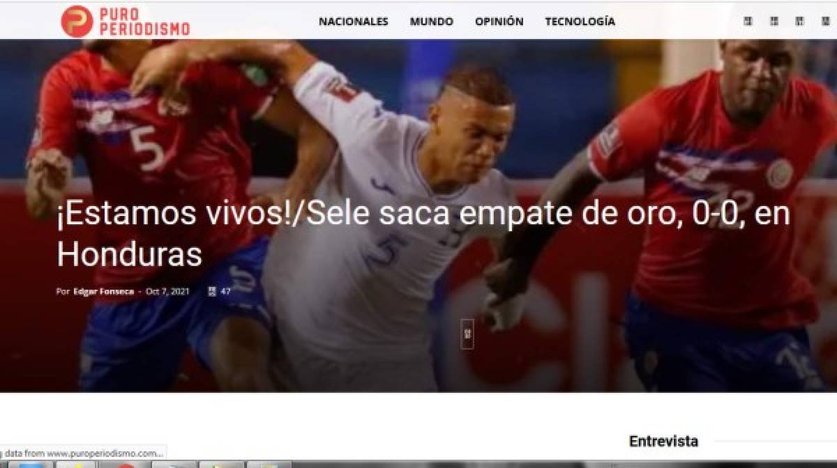 San Keylor, tibio empate y sufriendo: Lo que dice la prensa de Costa Rica del empate con Honduras