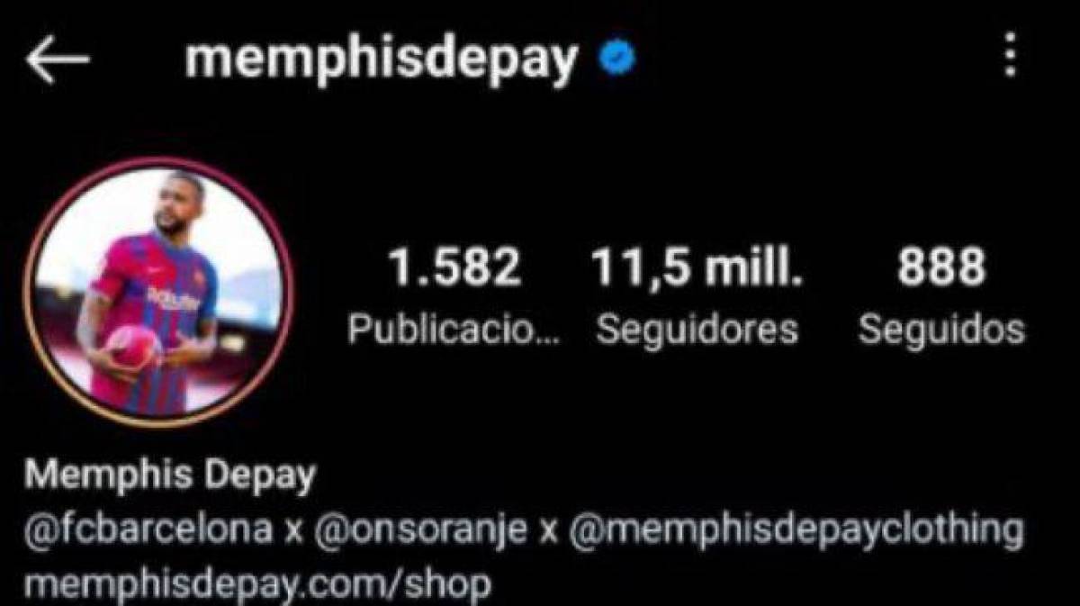 Así lucía anteriormente la cuenta oficial de Depay en Instagram.