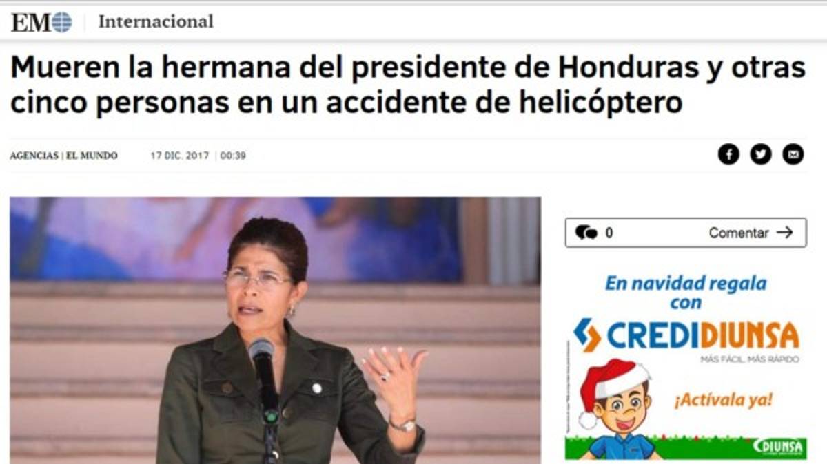La prensa internacional reacciona impactada por la muerte de Hilda Hernández