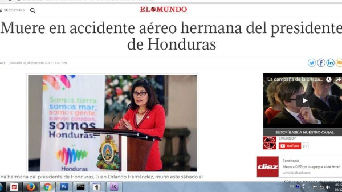 La prensa internacional reacciona impactada por la muerte de Hilda Hernández