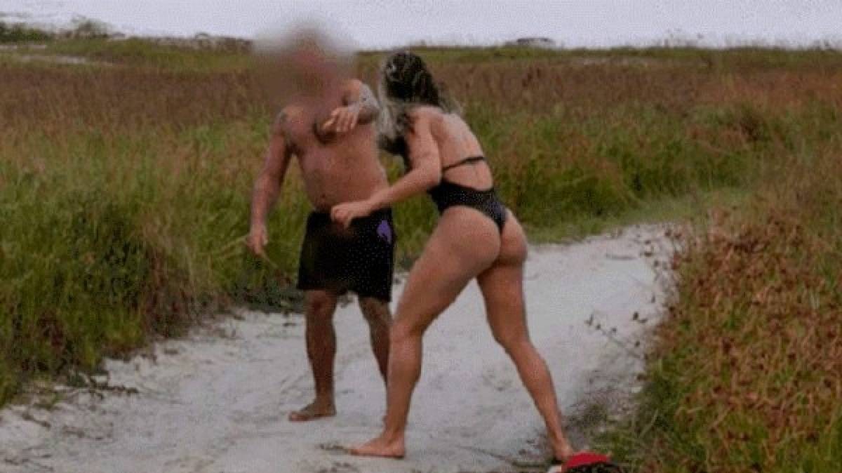 Brutal paliza de luchadora de la MMA a un hombre que se masturbaba durante su sesión de fotos