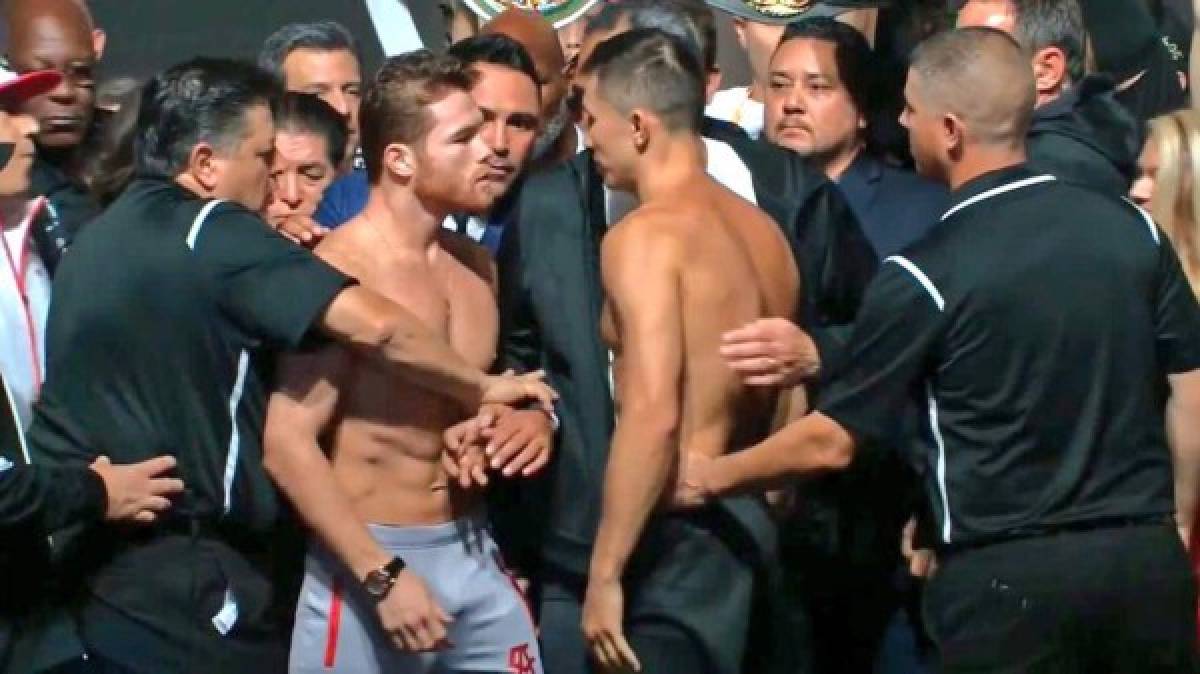 FOTOS: 'Canelo' Álvarez se calienta y pierde el control en el pesaje con Golovkin