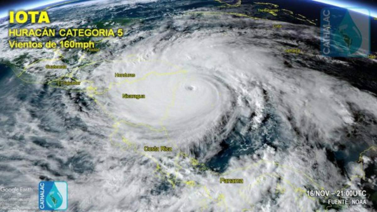Fotos: Así es el impactante ojo de Iota en categoría cinco visto desde un avión caza huracanes