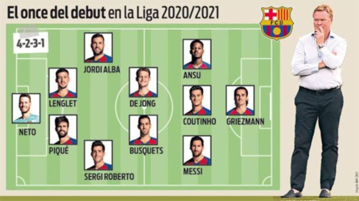 Sin Ter Stegen y el nuevo '9': Koeman ya tiene el 11 con el que iniciará la Liga Española 2020-21