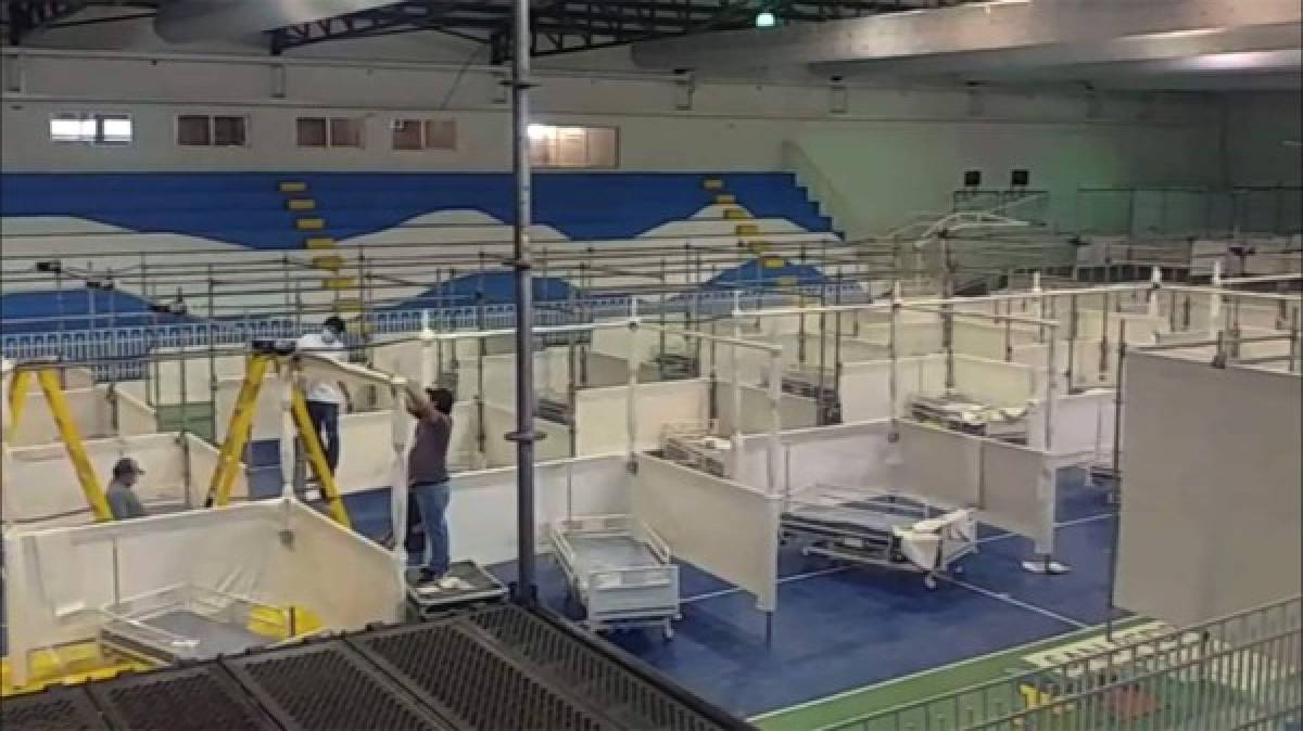 Gimnasio Municipal de San Pedro Sula es equipado para atender pacientes de coronavirus
