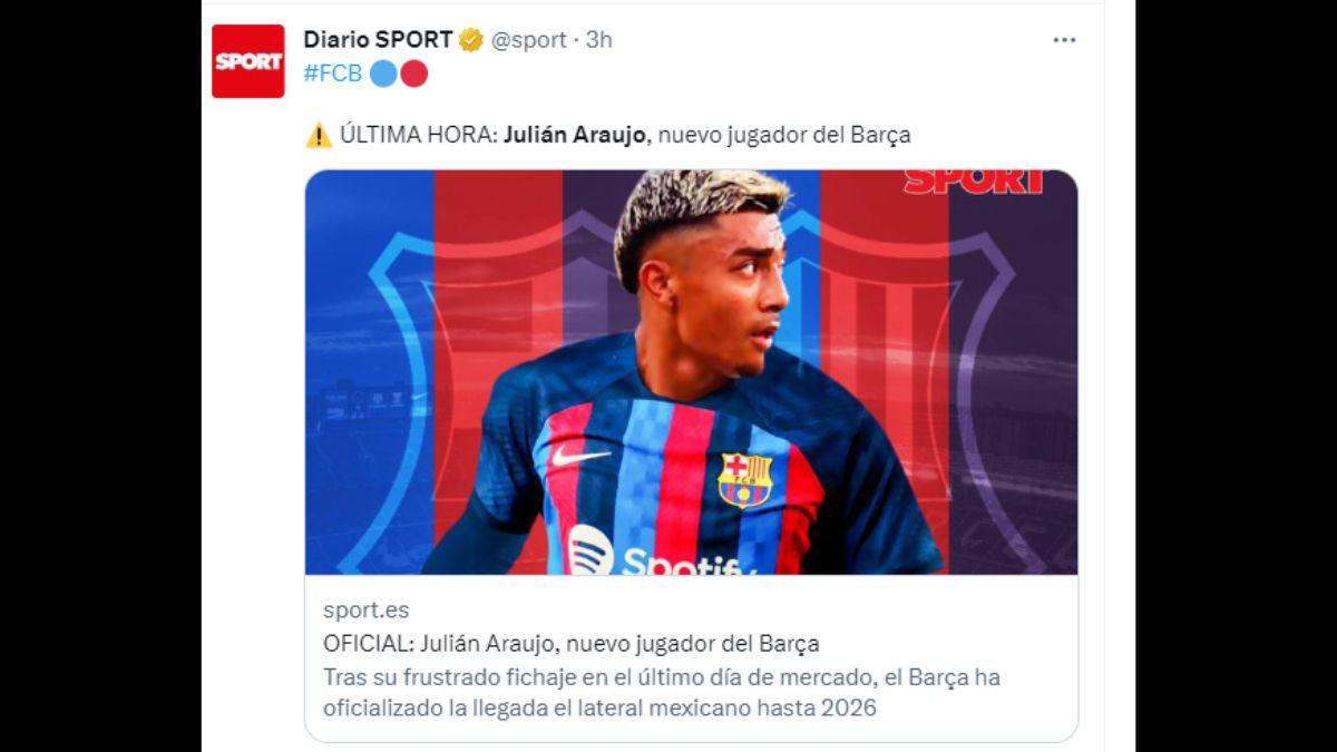 Prensa mexicana hace fiesta por Julián Araujo al Barcelona B, lo califican como un “BOMBAZO”; Chicharito es protagonista