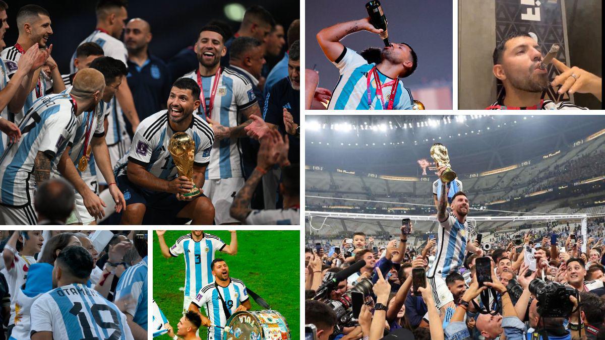 ¿Y los problemas del corazón? Kun Agüero no vio el último penal; la imagen para la historia con Messi; festejó bebiendo y fumando