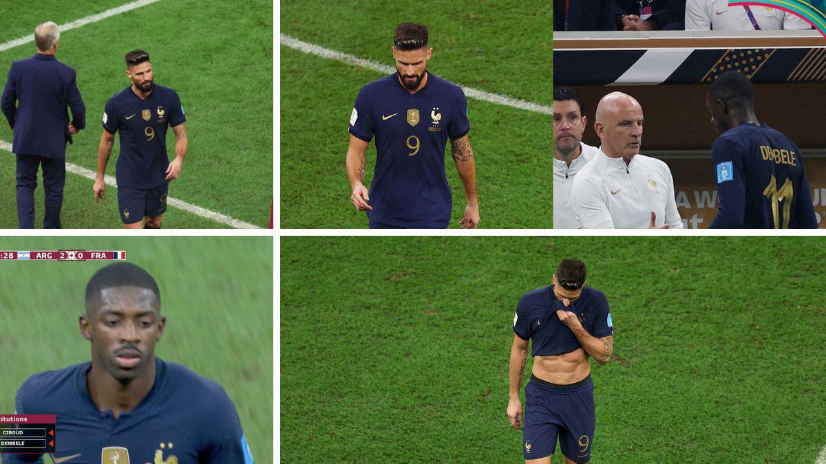 Didier Deschamps sacó a los 40 minutos a Dembélé y Giroud para tratar de revertir el marcador ante Argentina