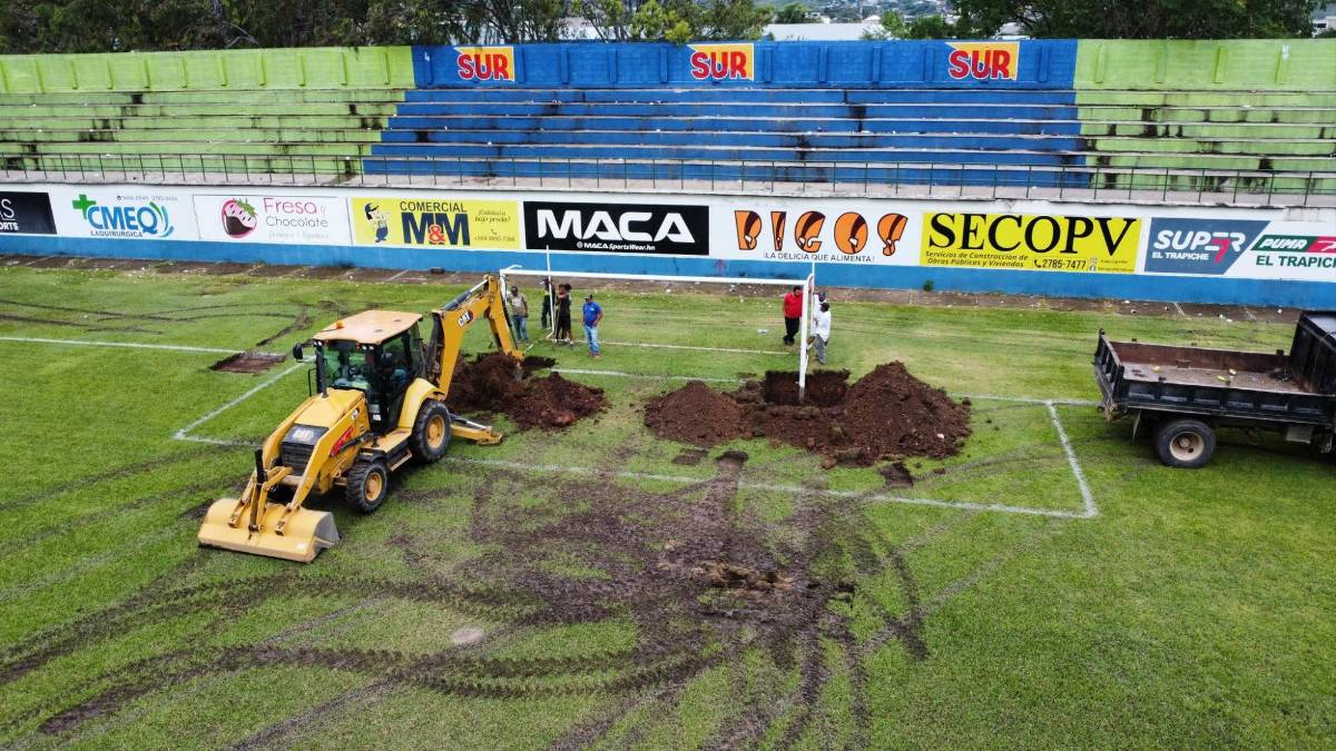¿Será como el Nacional? Así lucen los avances en el cambio césped del estadio Juan Ramón Brevé Vargas de Olancho
