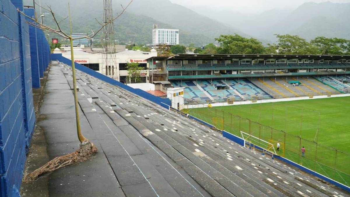 Fotos: En pésimo estado y con varios hoyos se encuentra la grama híbrida del Estadio Morazán, ¿qué hará Condepor?