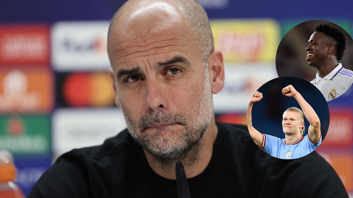 Guardiola le manda un mensaje a Vinicius y advierte al Real Madrid que ahora el City tiene a Haaland: “jugaremos para él”