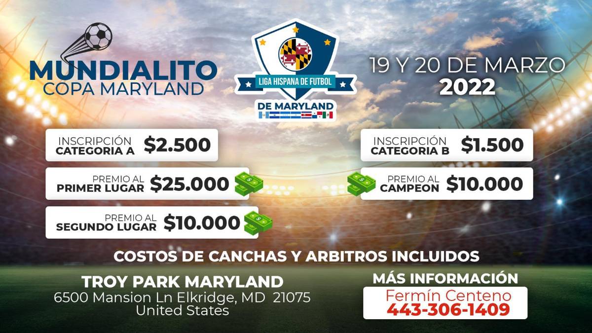 Maryland tendrá su Mundialito amateur en marzo y entregará 45 mil dólares en premios