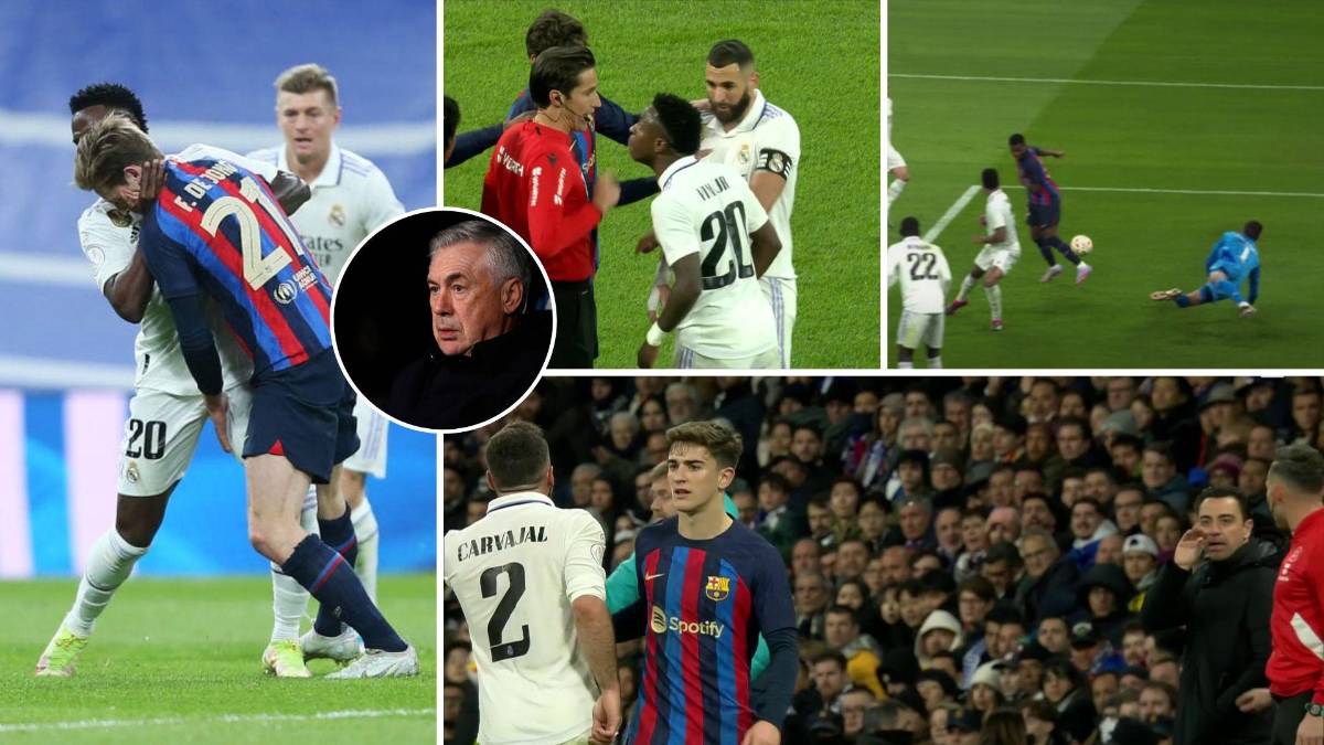 La llave de lucha libre de Vinicius, el error de Ansu y la pica entre Xavi y Carvajal en el Real Madrid-Barcelona por Copa del Rey